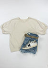 RD Style Crew Neck Puff Sleeve Pullover - Almond Milk-Hand In Pocket