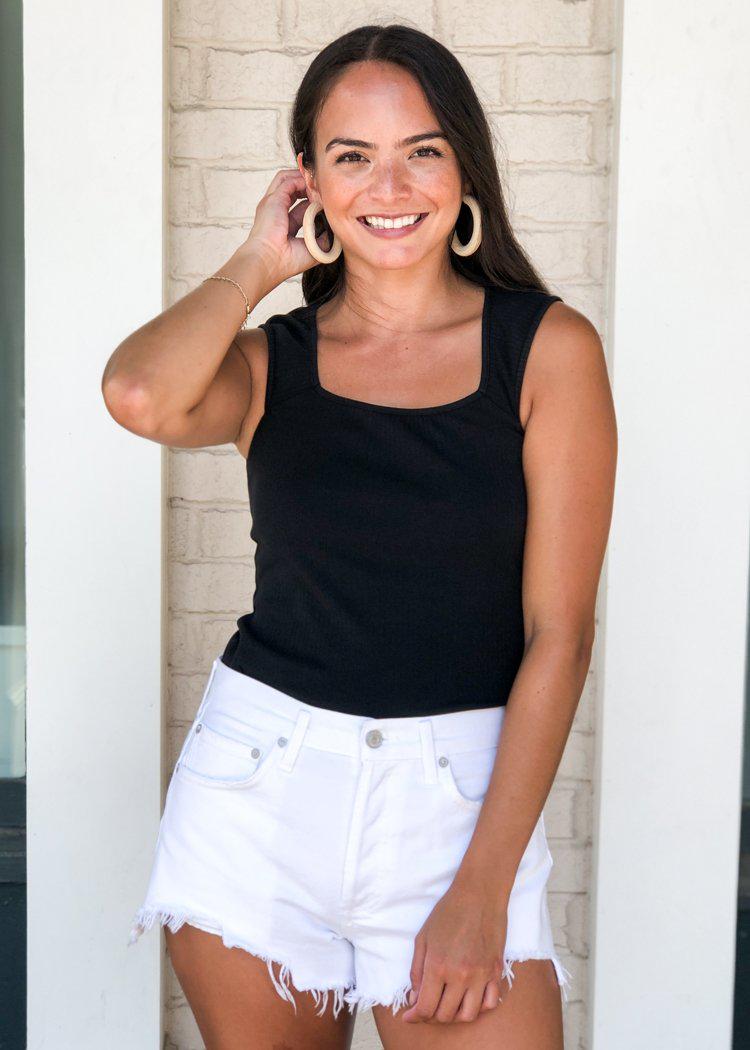 Carmen Square Neck Sleeveless Top - Black-***FINAL SALE***-Hand In Pocket
