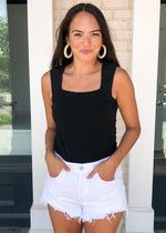 Carmen Square Neck Sleeveless Top - Black-***FINAL SALE***-Hand In Pocket
