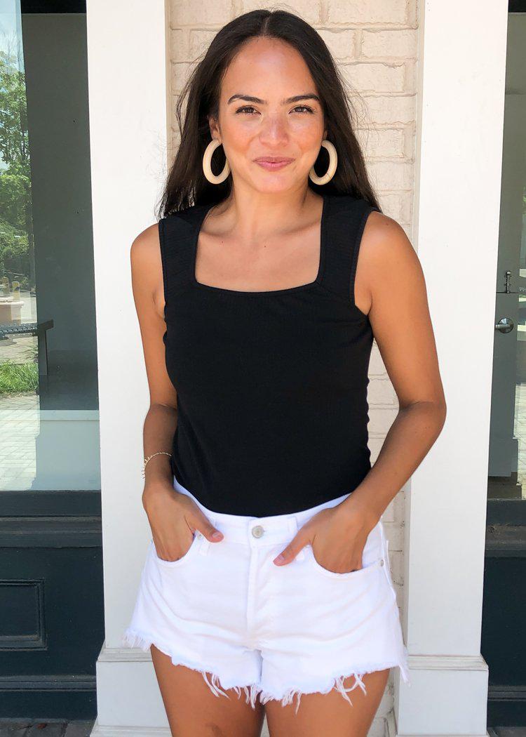 Carmen Square Neck Sleeveless Top - Black-***FINAL SALE***-Hand In Pocket