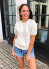 RD Style Crew Neck Puff Sleeve Pullover - Almond Milk-Hand In Pocket