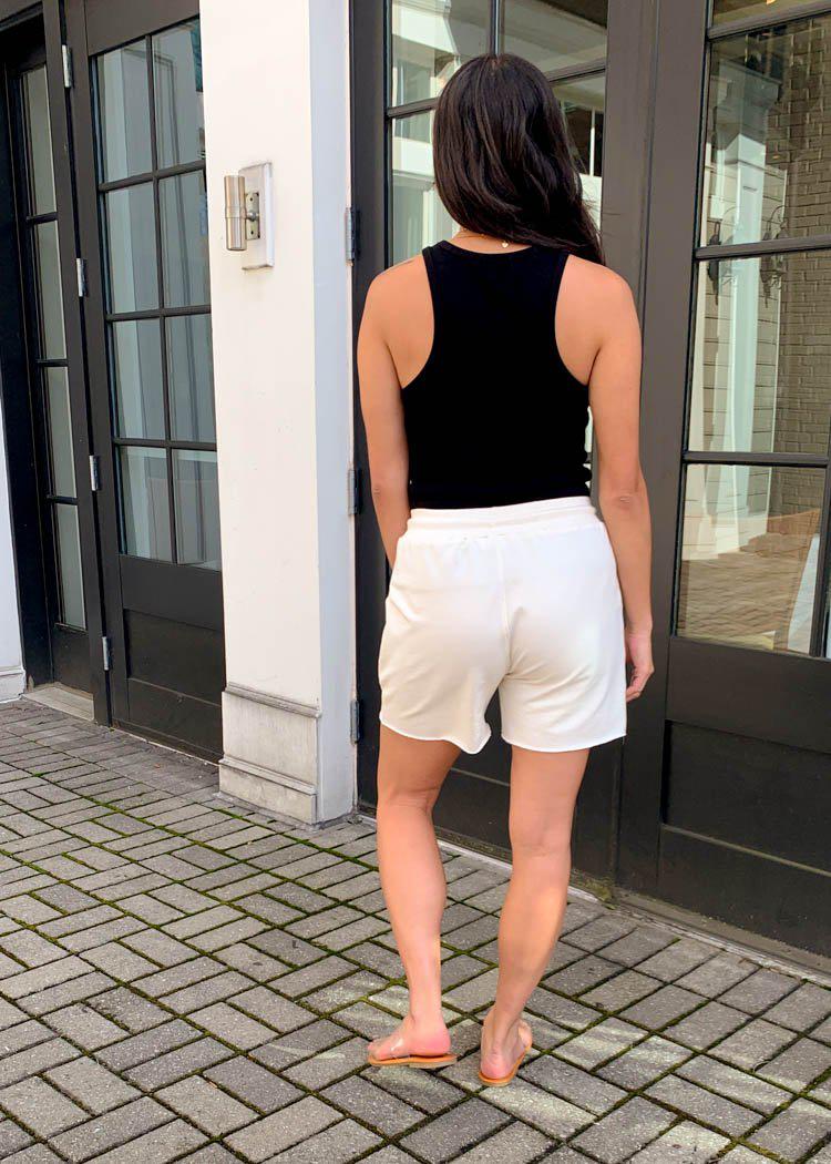 RD Style Cut Off Drawstring Short - Almond Milk-***FINAL SALE***-Hand In Pocket