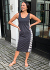 RD Style Tie Dye Sleeveless Midi Dress - Black-Hand In Pocket