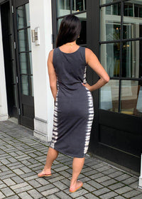 RD Style Tie Dye Sleeveless Midi Dress - Black-Hand In Pocket