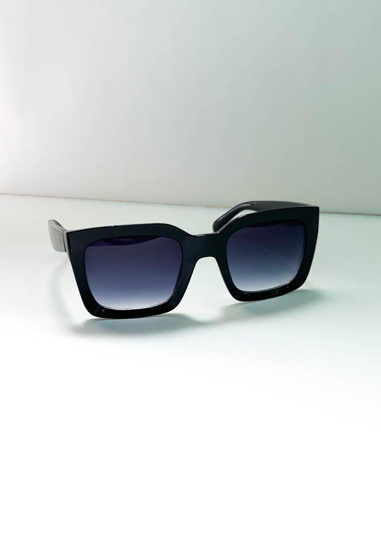 AJ Morgan Realm Retro Square Frame Sunglasses-Black-Hand In Pocket