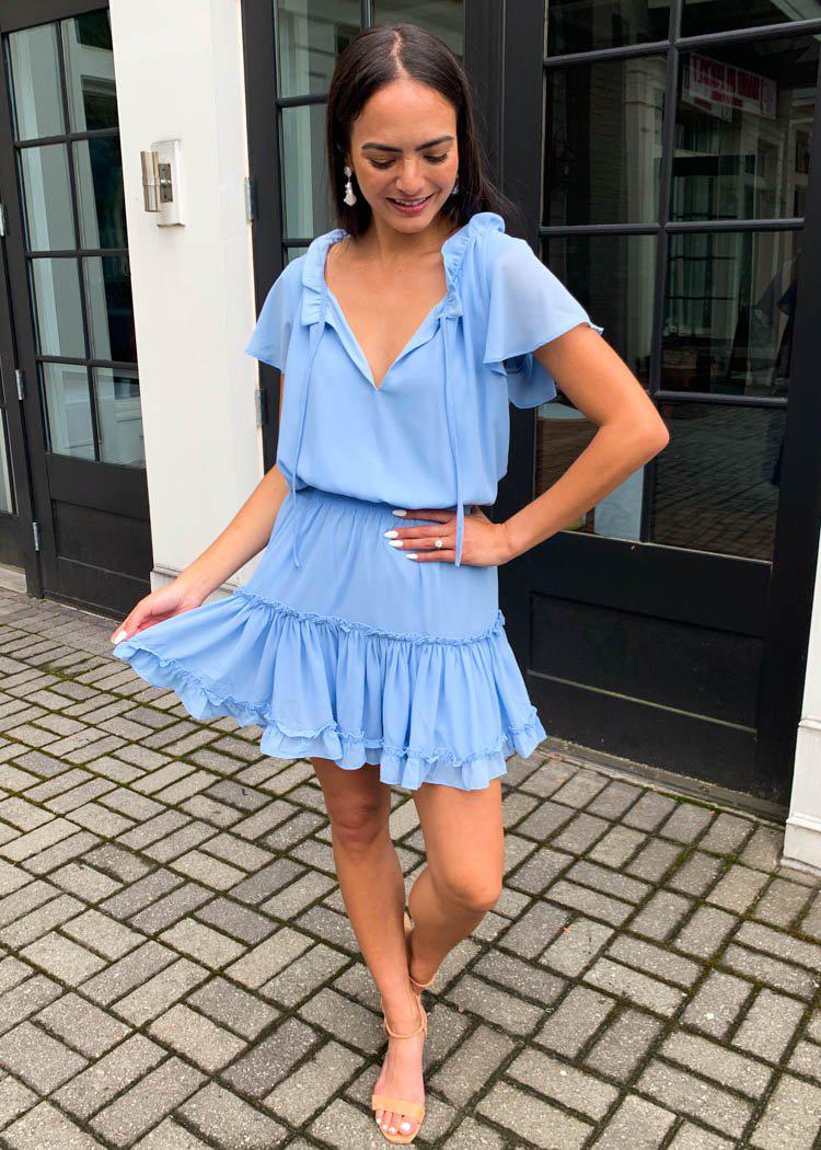 Buddy Love Roxy Mini Dress - Powder Blue-Hand In Pocket