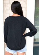 PJ Salvage Peachy in Color Long Sleeve Pullover - Slate-Hand In Pocket