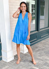 Sucre Sleeveless Mini Tank Dress-Turquoise-Hand In Pocket
