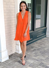 Sucre Sleeveless Mini Tank Dress-Coral-Hand In Pocket
