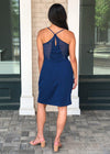 Adelyn Rae Grayson Strappy Split Skirt Cocktail Dress - Blue ***FINAL SALE***-Hand In Pocket