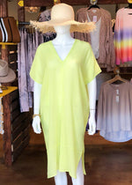 Bobi Gauzy Side Slit V Neck Midi Dress -***FINAL SALE***-Hand In Pocket