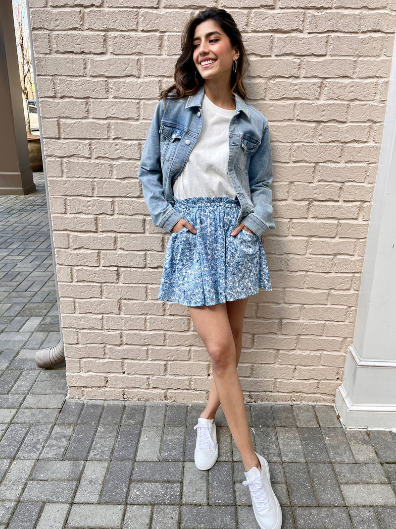 Elan Evelyn Denim Mini Skirt ***FINAL SALE***-Hand In Pocket