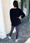 Spanx Perfect Length Dolman Sweatshirt-Black-Hand In Pocket