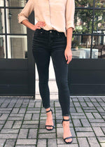 Velvet Heart Nikkie Studded Side Slit Ankle Skinny Jean - Black Mist-Hand In Pocket