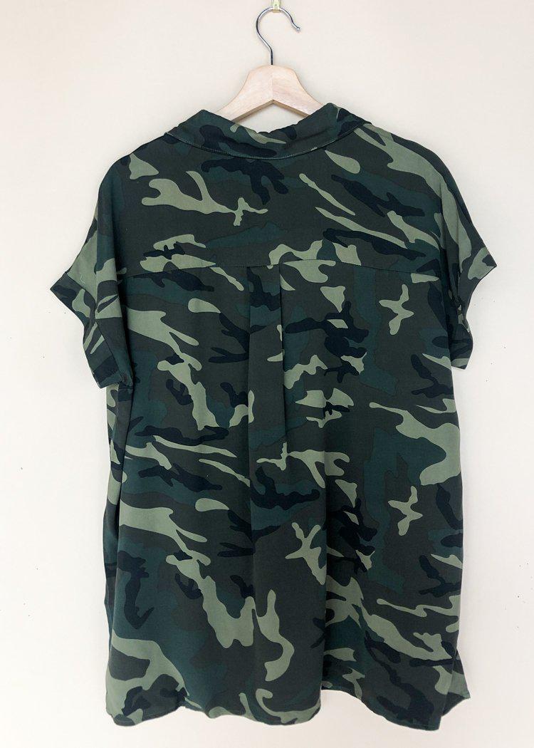 Bwindi Button Front Short Sleeve Shirt - Camo-Hand In Pocket
