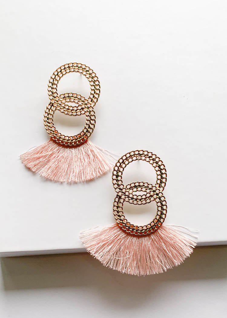 Basin Double Circle Fringe Drop - Pink-Hand In Pocket