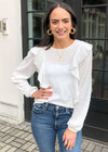 Velvet Heart Helsa Ruffle Detail Long Sleeve Knit Top - White-Hand In Pocket