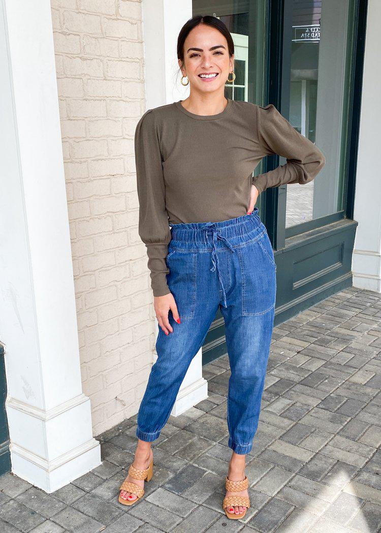 Bobi Essential Bishop Sleeve Crew Neck Tee - ***FINAL SALE***-Hand In Pocket