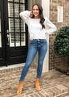 Velvet Heart Helsa Ruffle Detail Long Sleeve Knit Top - White-Hand In Pocket