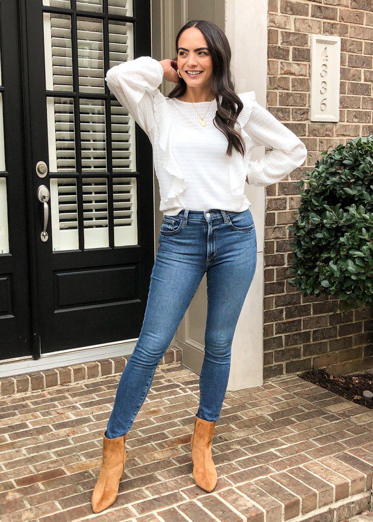 Velvet Heart Helsa Ruffle Detail Long Sleeve Knit Top - White-Hand In Pocket