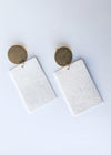 Sheridan Cowhide Leather Drop Earrings - Ivory-Hand In Pocket