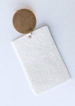 Sheridan Cowhide Leather Drop Earrings - Ivory-Hand In Pocket