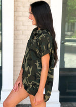 Bwindi Button Front Short Sleeve Shirt - Camo-Hand In Pocket