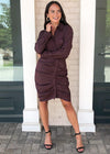 Cicely Long Sleeve Ruched Shirtdress ***FINAL SALE***-Hand In Pocket