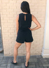 Z Supply Adira Cotton Romper-Black-Hand In Pocket