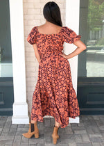 Sangria Tiered Puff Sleeve Maxi Dress-Hand In Pocket