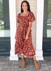 Sangria Tiered Puff Sleeve Maxi Dress-Hand In Pocket