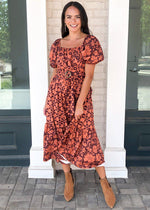 Sangria Tiered Puff Sleeve Maxi Dress-Hand In Pocket