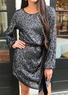 Velour Belted Sequin Tunic Dress -***FINAL SALE***-Hand In Pocket