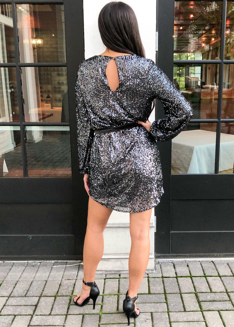 Velour Belted Sequin Tunic Dress -***FINAL SALE***-Hand In Pocket