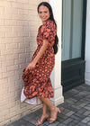 Sangria Tiered Puff Sleeve Maxi Dress-Hand In Pocket