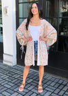 Sierra Printed Open Front Kimono - Blush-Hand In Pocket