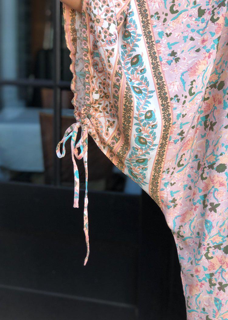 Sierra Printed Open Front Kimono - Blush-Hand In Pocket