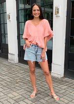 Blank NYC High Rise Mom Jean Shorts - Acid Trip-***FINAL SALE***-Hand In Pocket