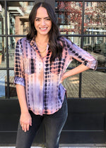 Velvet Heart Riley Button Down Top -Tie Dye-Hand In Pocket
