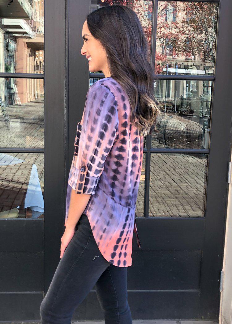Velvet Heart Riley Button Down Top -Tie Dye-Hand In Pocket