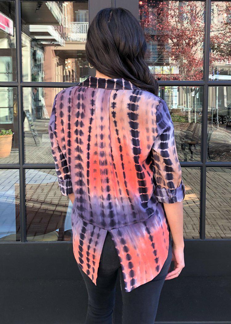 Velvet Heart Riley Button Down Top -Tie Dye-Hand In Pocket
