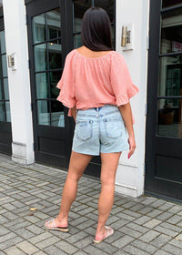 Blank NYC High Rise Mom Jean Shorts - Acid Trip-***FINAL SALE***-Hand In Pocket