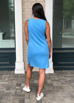 Bobi Scoop Neck Slub Cotton Tank Dress-Blue-***FINAL SALE***-Hand In Pocket