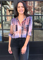Velvet Heart Riley Button Down Top -Tie Dye-Hand In Pocket