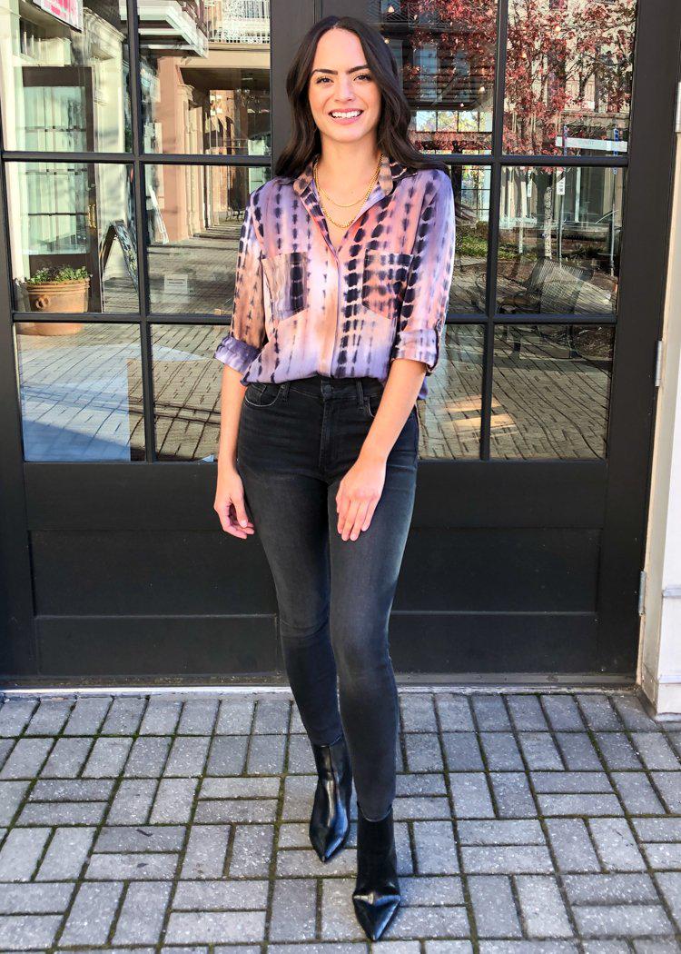 Velvet Heart Riley Button Down Top -Tie Dye-Hand In Pocket