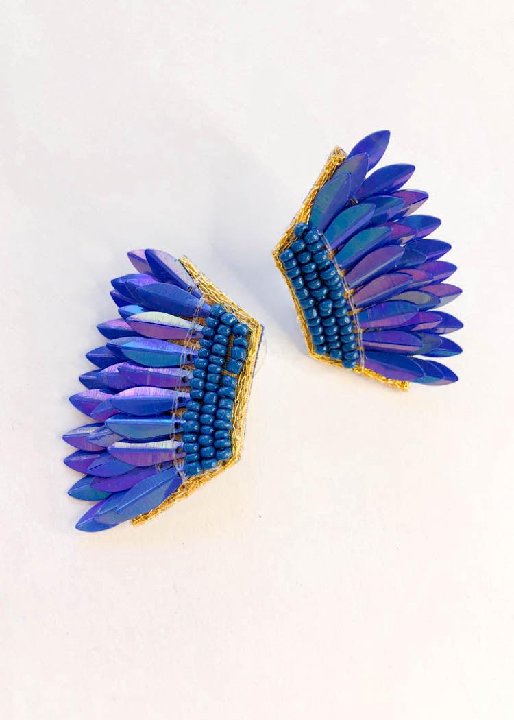 Gabriella Wing Earring- Blue-Hand In Pocket