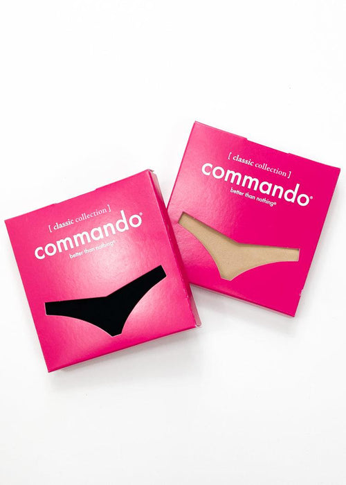 Commando Classic Solid Thong Bundle - Beige/Black-Hand In Pocket