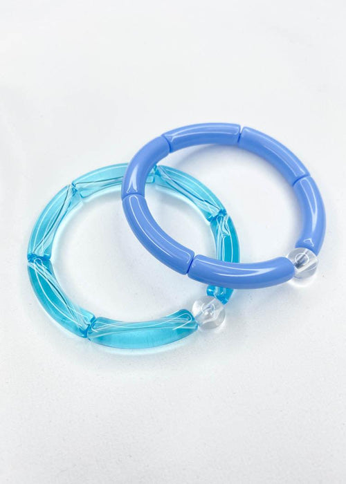 Maya Acrylic Stack Bracelet Set- Blue-***FINAL SALE***-Hand In Pocket