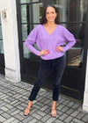 RD Style Ladies Knit V-Neck Long Sleeve Sweater-Hand In Pocket