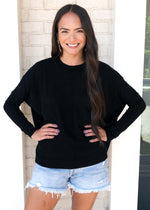 Karlie Boxy Crew Neck Sweater - Black-Hand In Pocket